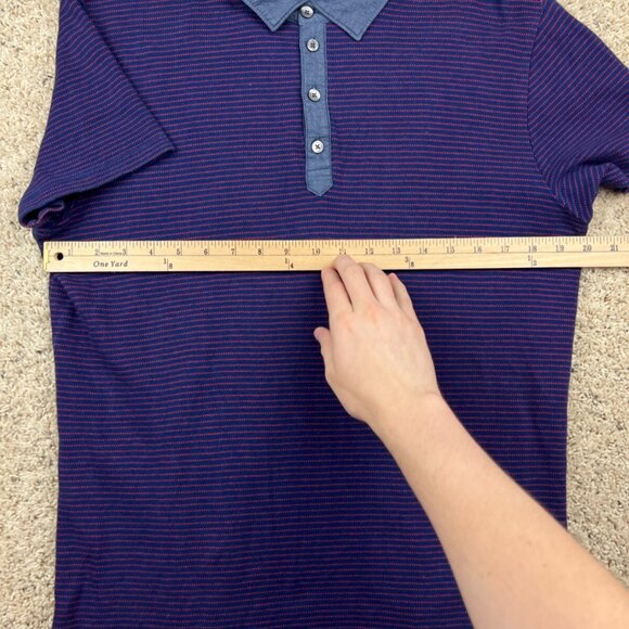 Banana Republic Polo Men Blue Red Geometric Pattern Short Sleeve Shirt L Dotted - Picture 3 of 6